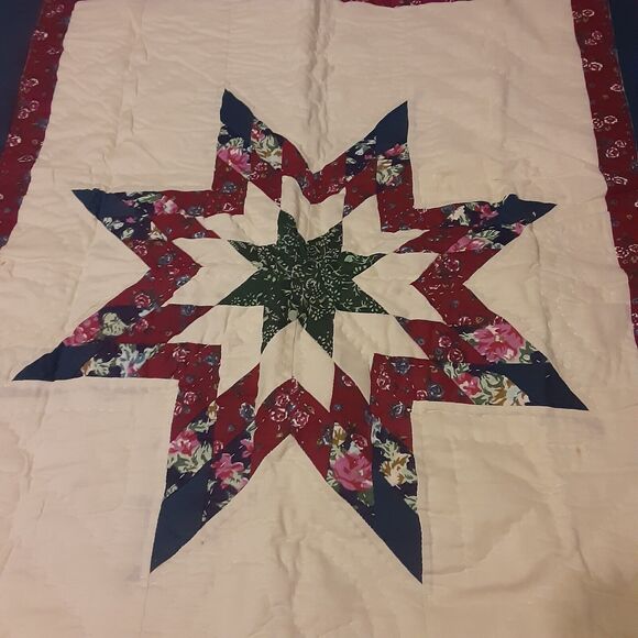 Handcrafted Patchwork Blazing Star Pillow Sham 30 x 24Americana - Picture 3 of 7